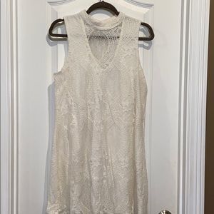 Francesca’s white lace midi dress